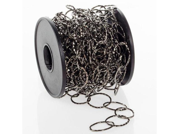 Gunmetal Hammered Oval Cable Chain, 5-meters (Spool)