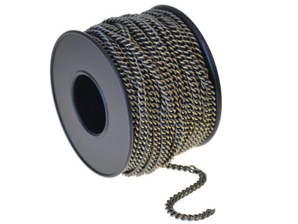 Antiqued Brass Plated Curb Chain SPOOL, 3mm - (Limited Availability) #40-099-14-6