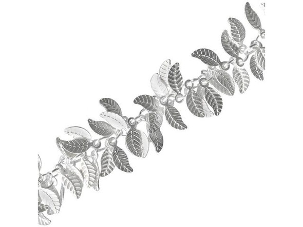Matte Silver Plated Leaf Chain (meter)