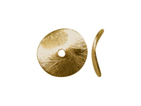 Brass Plated Beads, Wavy Disk, 12mm (strand)