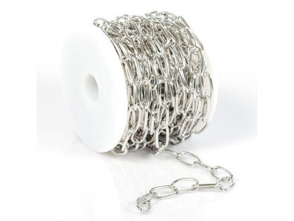 White Plated Drawn Cable Chain, 10mm,  10-meter (Spool)