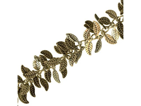 Antiqued Brass Plated Leaf Chain (meter)