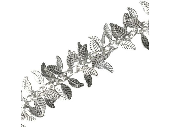 Antiqued Silver Plated Leaf Chain (meter)