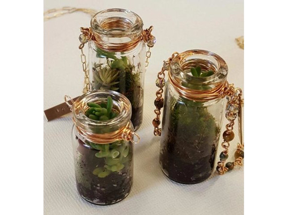 Bottle Charm, Glass Jar, Glass, 50x22mm (10 Pieces)