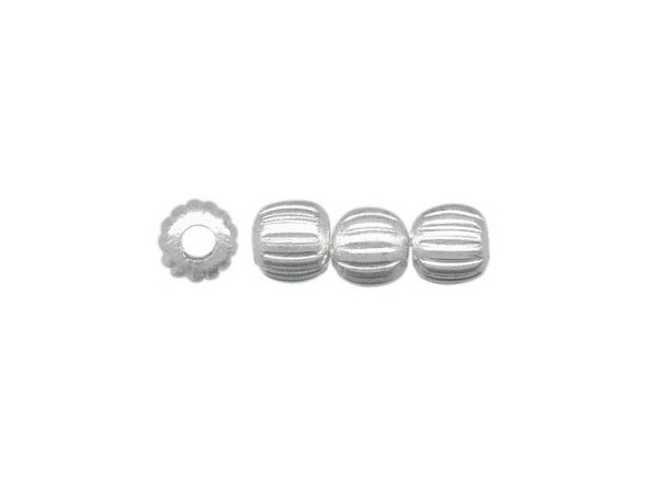 Silver Plated Metal Beads, Corrugated Round, 4mm (strand)