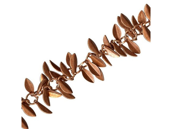 Antiqued Copper Plated Folded Leaf Chain (meter)