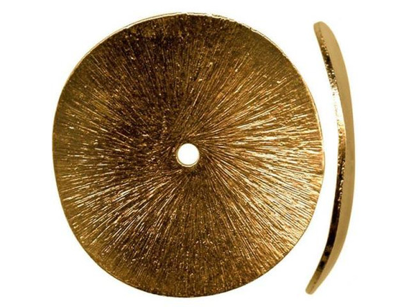Brass Plated Beads, Wavy Disk, 24mm (strand)