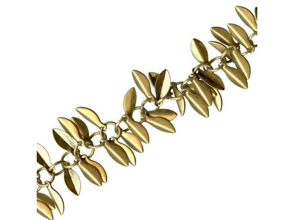 Antiqued Brass Plated Folded Leaf Chain (meter)
