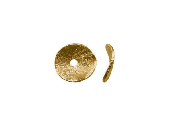 Brass Plated Beads, Wavy Disk, 8mm (strand)