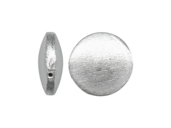 Silver Plated Metal Beads, Puffed Coin, 14mm (strand)