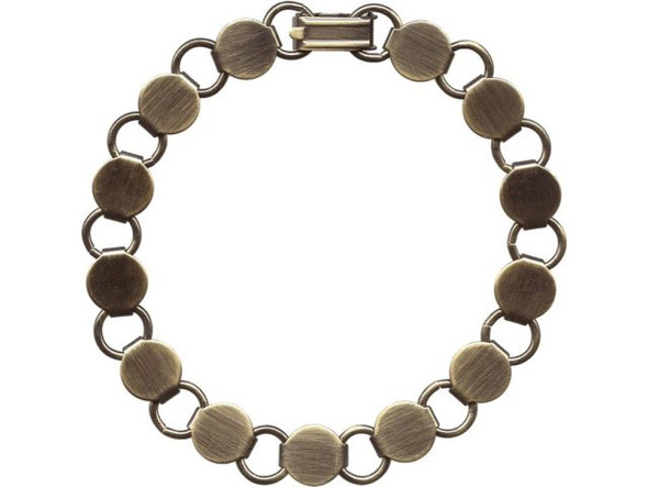 Antiqued Brass Plated Bracelet, 8-1/4", Disk and Loop (Each)