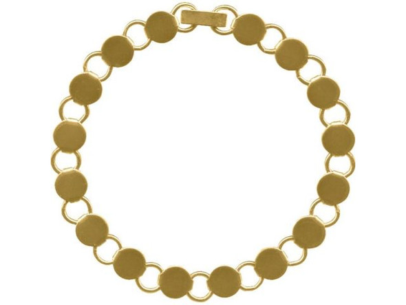 Gold Plated Bracelet, 7-1/4", Small Disk and Loop (each)
