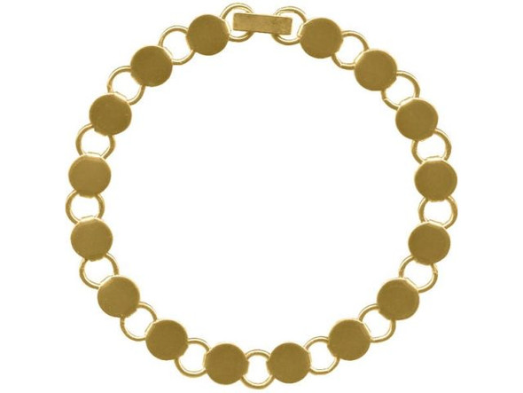 Gold Plated Bracelet, 7-1/4", Small Disk and Loop (Each)