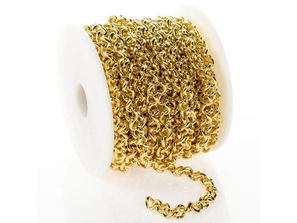 Gold Plated Curb Chain, 7.5mm, 10-meter (Spool)