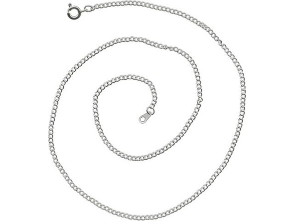 White Plated Curb Chain Necklace, 18", Medium (12 Pieces)