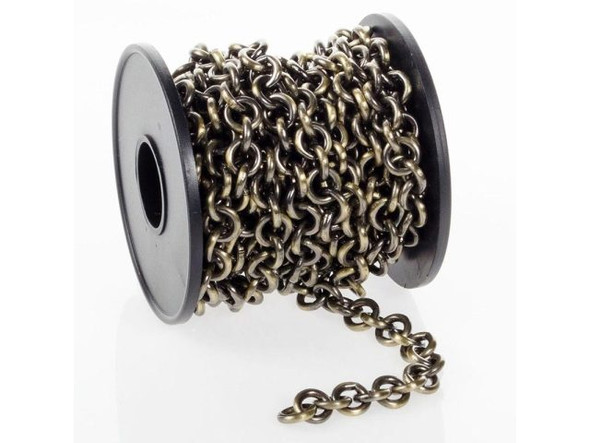 Antiqued Brass Plated Cable Chain SPOOL, 8mm (3 meter)