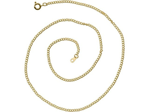 Gold Plated Curb Chain Necklace, 18", Medium (12 Pieces)