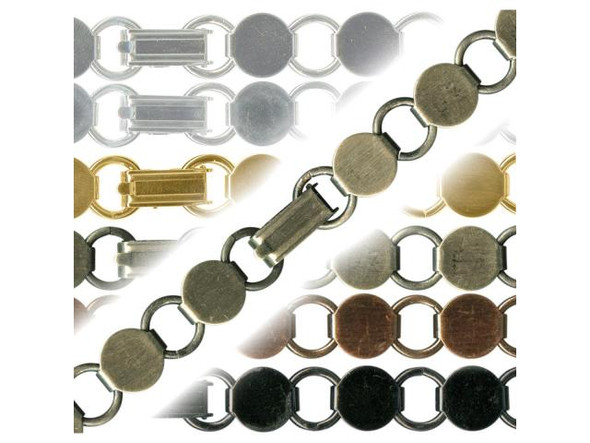 Antiqued Brass Plated Bracelet, 7-1/4", Disk and Loop (Each)