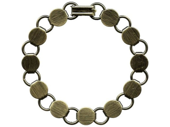 Antiqued Brass Plated Bracelet, 7-1/4", Disk and Loop (each)