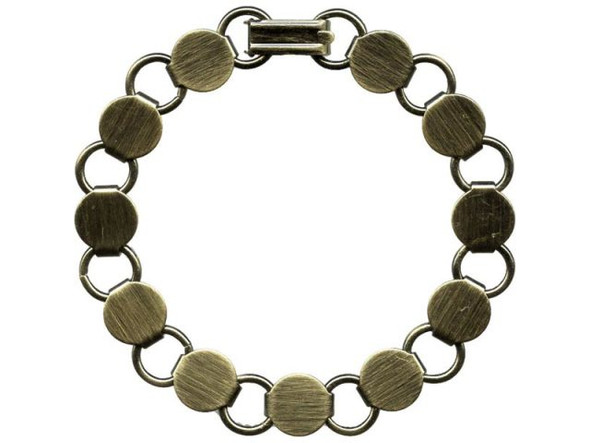 Antiqued Brass Plated Bracelet, 7-1/4", Disk and Loop (Each)