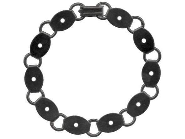 Gunmetal Bracelet, 7-1/2", Oval Disk and Loop (Each)