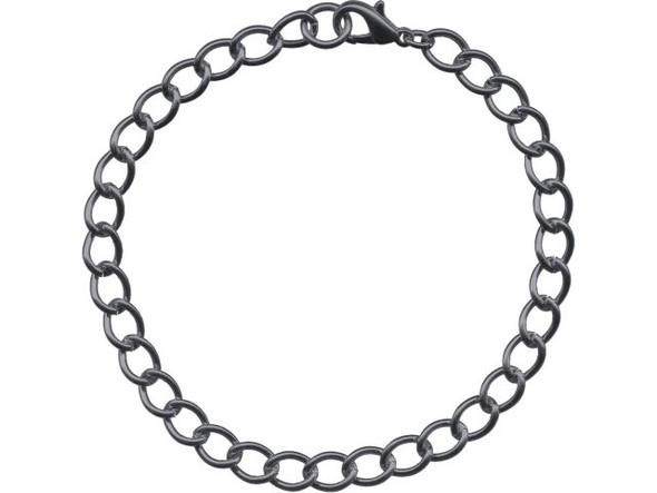 Gunmetal Curb Chain Bracelet, Large Link (12 Pieces)