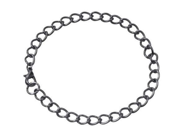 Gunmetal Curb Chain Bracelet, Large Link (12 Pieces)