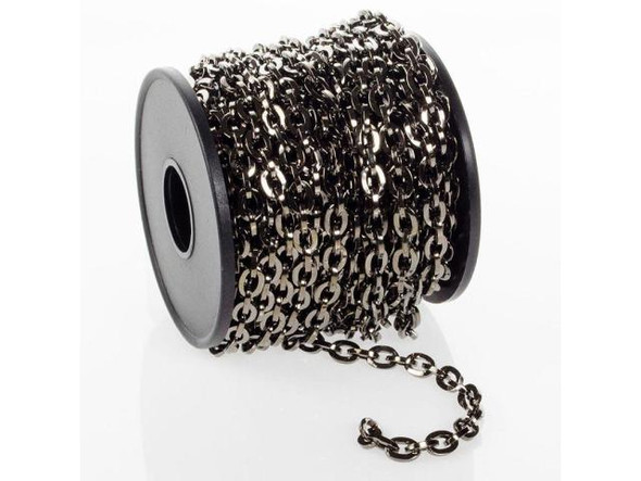 Gunmetal Square-Wire Oval Cable Chain, 5.8mm, 10-meter (Spool)