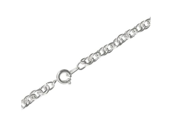 White Plated Rope Chain Necklace, 24", Medium, 3mm (12 Pieces)