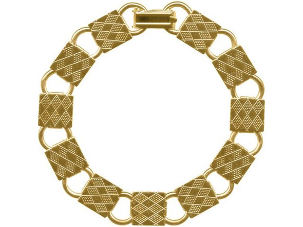 Gold Plated Bracelet, 7-1/2", Textured Square and Loop (Each)