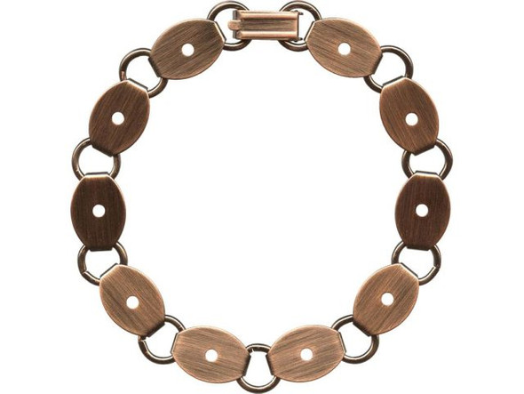 Antiqued Copper Plated Bracelet, 7-1/2", Oval Disk and Loop (Each)