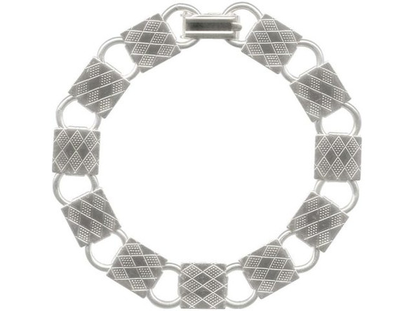 Silver Plated Bracelet, 7-1/2", Textured Square and Loop (Each)