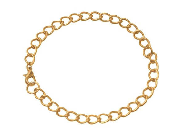 Gold Plated Curb Chain Bracelet, Large Link (12 Pieces)