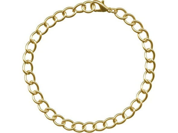 Gold Plated Curb Chain Bracelet, Large Link (12 Pieces)