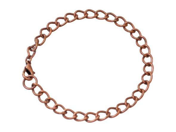 Antiqued Copper Plated Curb Chain Bracelet, Large Link (12 Pieces)