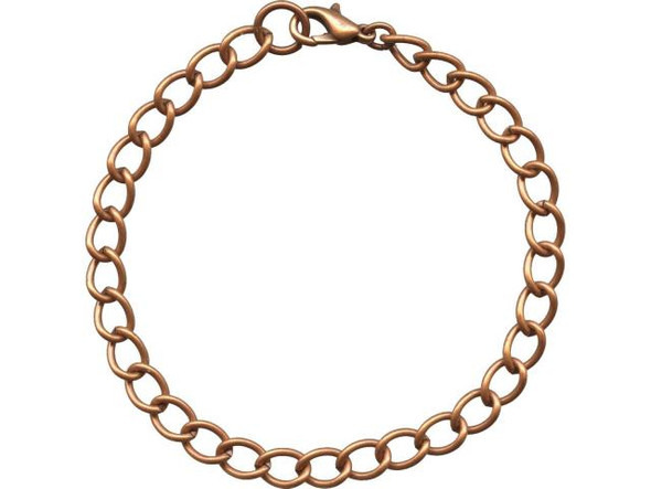 Antiqued Copper Plated Curb Chain Bracelet, Large Link (12 Pieces)