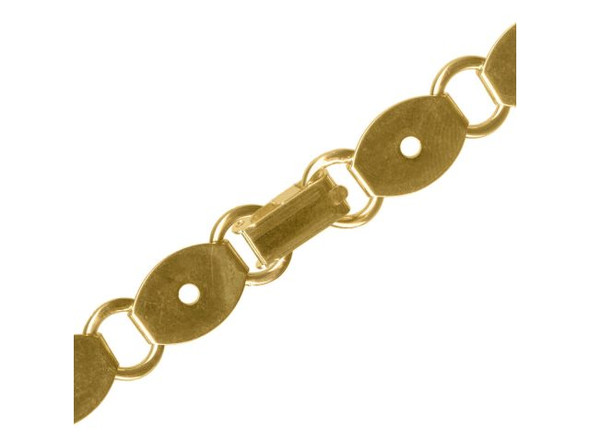 Gold Plated Bracelet, 7-1/2", Oval Disk and Loop (Each)