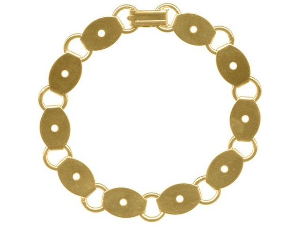 Gold Plated Bracelet, 7-1/2", Oval Disk and Loop (Each)