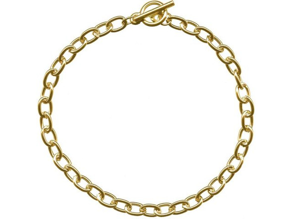 Gold Plated Oval Cable Chain Bracelet with Toggle, 7.5" (dozen)