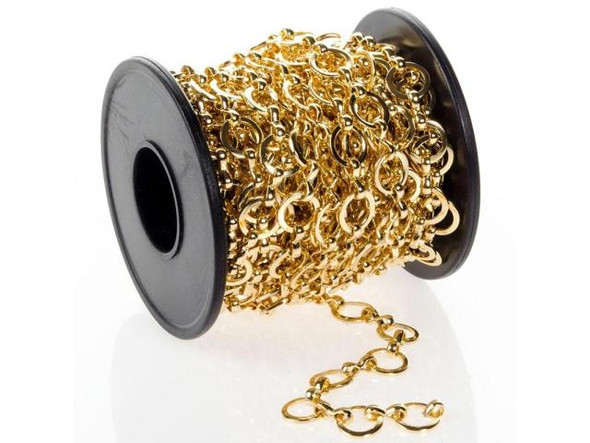 Gold Plated Ring/Connector Chain SPOOL, 9mm (5 meter)