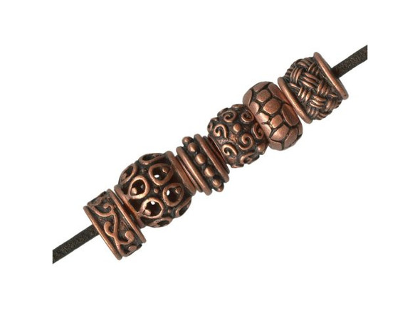 Calypso Beads, Assorted Shapes - Antiqued Copper Plated (12 Pieces)