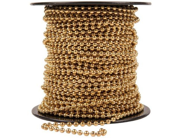 Brass Plated Ball Chain, 3.2mm, 100-feet (Spool)