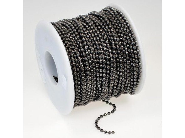 Gunmetal Ball Chain SPOOL, 2.4mm, 100ft (100 foot)