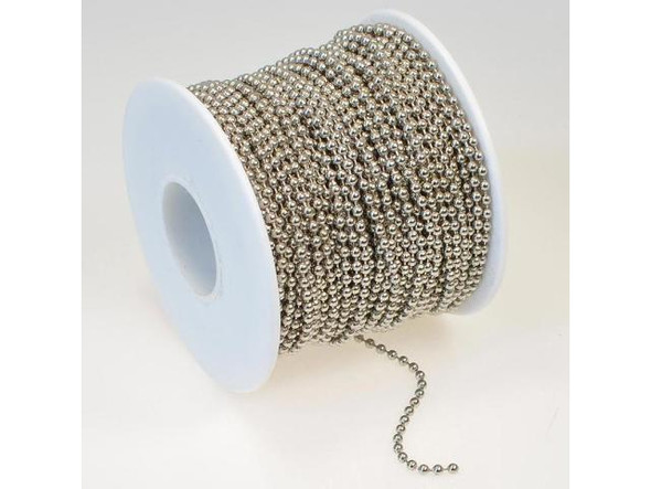 White Plated Ball Chain, 2.4mm, 100-ft (Spool)