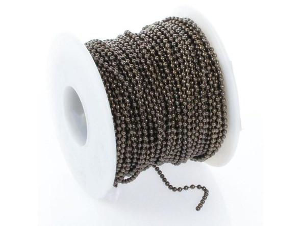 Antiqued Brass Plated Ball Chain SPOOL, 2.1mm, 100ft (100 foot)