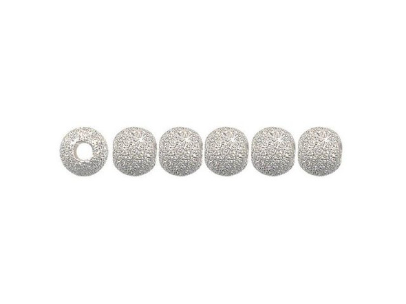 Sterling Silver Beads, Round, 4mm Stardust (10 Pieces)