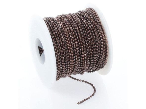 Antiqued Copper Plated Ball Chain SPOOL, 2.1mm, 100ft (Spool)