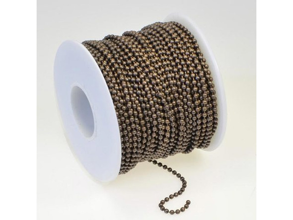 Antiqued Brass Plated Ball Chain SPOOL, 2.4mm, 100ft (Spool)
