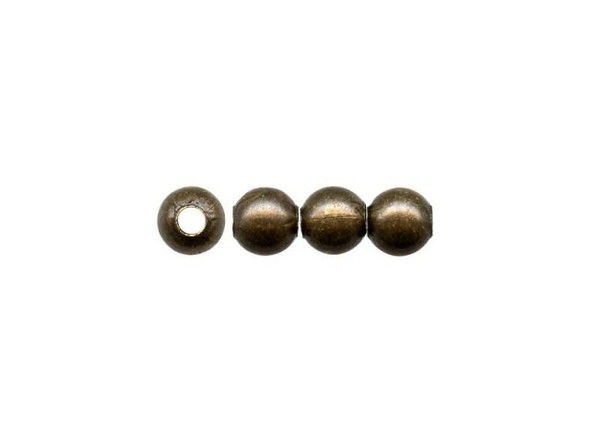Antiqued Brass Plated Metal Beads, Round, 4mm (100 Pieces)