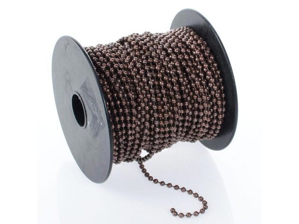 Antiqued Copper Plated Ball Chain SPOOL, 3.2mm, 100ft (Spool)